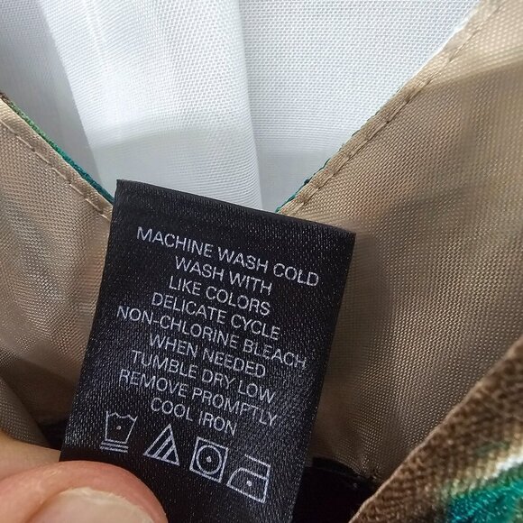 Axcess Liz Claiborne Brown Green Floral Dress Sleeveless Boho Retro M - Picture 12 of 13